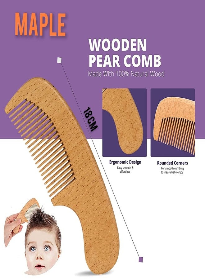 مابل مشط خشبي من خشب القيقب للأطفال الرضع والصغار | مضاد للبكتيريا، لا يسبب الكهرباء الساكنة، يساعد على نمو الشعر، يأتي مع حقيبة من نفس العلامة التجارية (عبوة من قطعتين) - Image 4