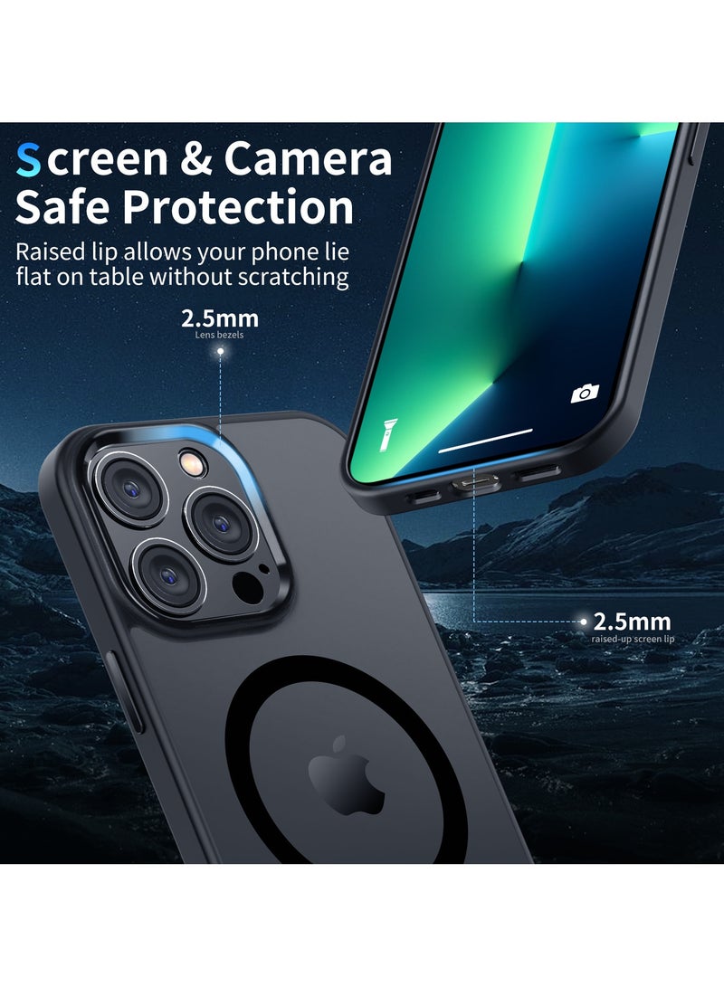 INFOSUN iPhone 13 Pro MagSafe Case Cover Slim thin Anti-Yellow Shockproof Protection Hard Scratch-Resistant Back Grade Clear Case for Apple iPhone 13 Pro - Black - Image 4