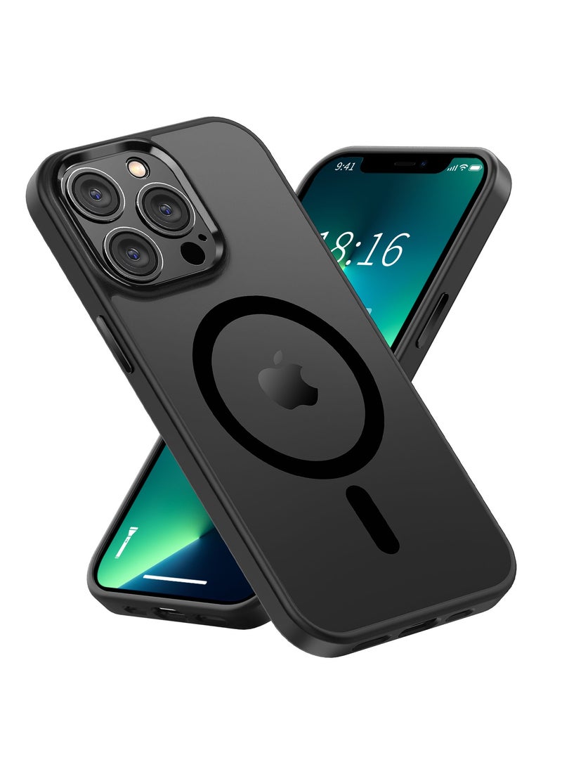 INFOSUN iPhone 13 Pro MagSafe Case Cover Slim thin Anti-Yellow Shockproof Protection Hard Scratch-Resistant Back Grade Clear Case for Apple iPhone 13 Pro - Black - Image 1