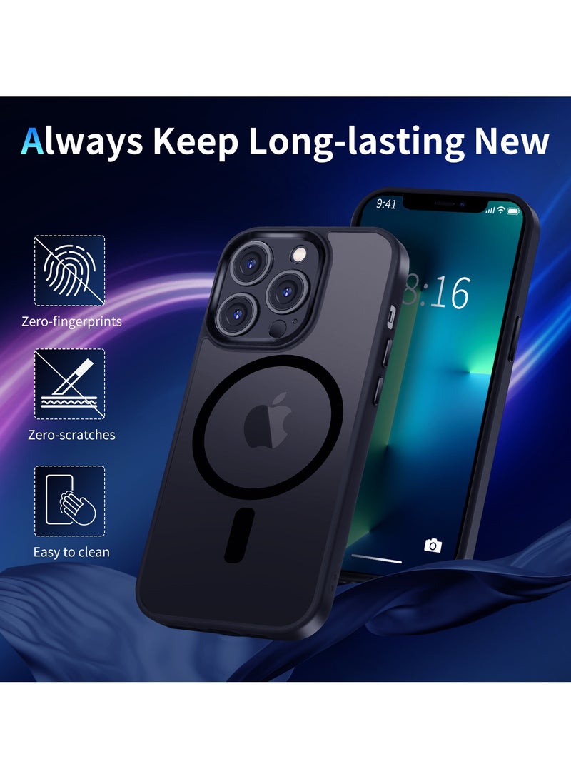 INFOSUN iPhone 13 Pro MagSafe Case Cover Slim thin Anti-Yellow Shockproof Protection Hard Scratch-Resistant Back Grade Clear Case for Apple iPhone 13 Pro - Black - Image 5