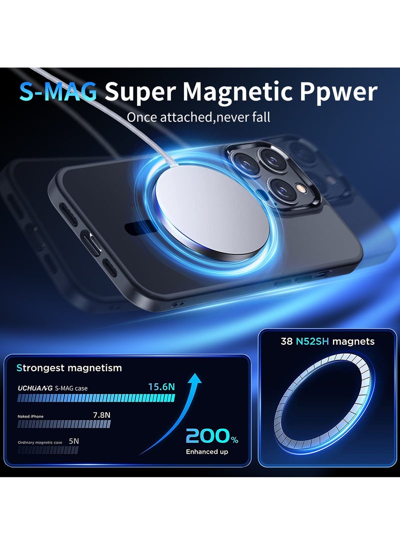 INFOSUN iPhone 13 Pro MagSafe Case Cover Slim thin Anti-Yellow Shockproof Protection Hard Scratch-Resistant Back Grade Clear Case for Apple iPhone 13 Pro - Black - Image 2