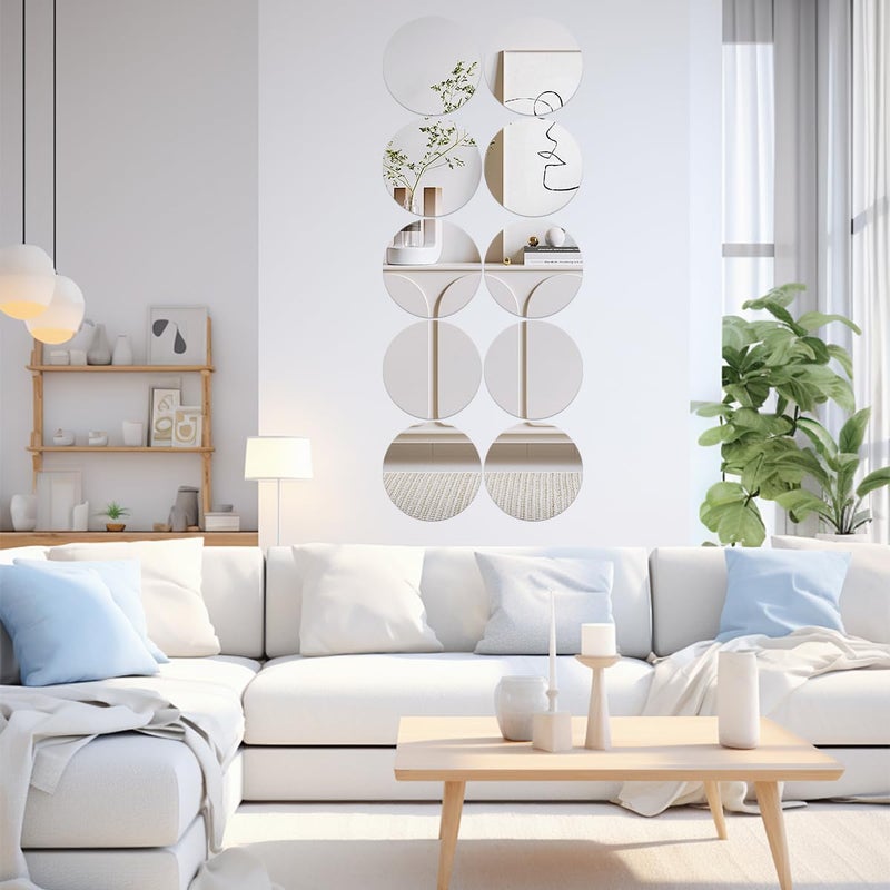 LUDEOU 20 Pack Round Mirror Centerpieces for Tables, No Glass AcrylicCircle Mirror Table Centerpieces Mirror Tray Candle Plates for Wedding Table DecorationChristmas Home Decor (12inch) - Image 4