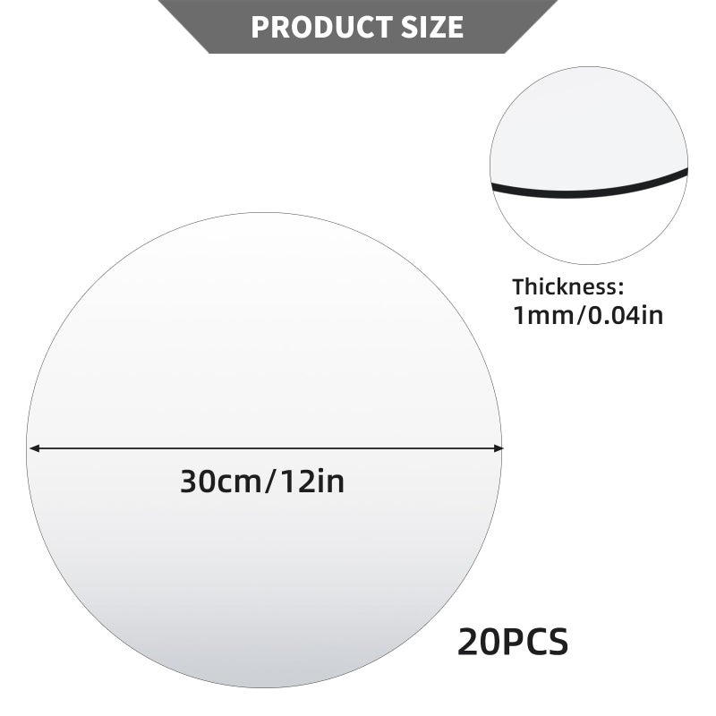 LUDEOU 20 Pack Round Mirror Centerpieces for Tables, No Glass AcrylicCircle Mirror Table Centerpieces Mirror Tray Candle Plates for Wedding Table DecorationChristmas Home Decor (12inch) - Image 2