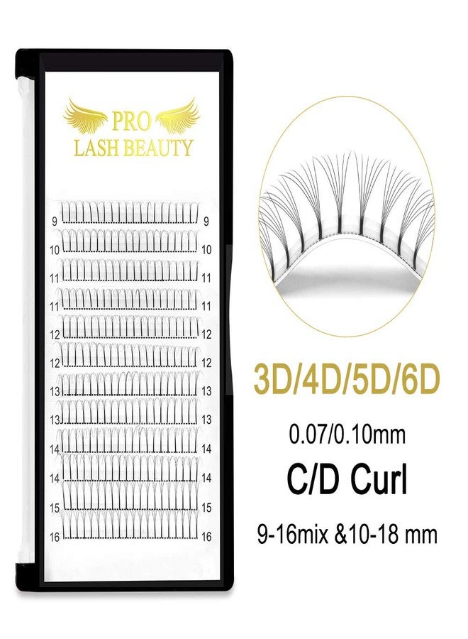 PRO LASHBEAUTY Premade Fans Eyelash Extensions 3D-D-0.10-14 Long Stem Premade Fans Premade Volume Eyelash Extensions C D Curl Volume Lash Extensions .07 .10 (3D-D-0.10,14 mm) - Image 2