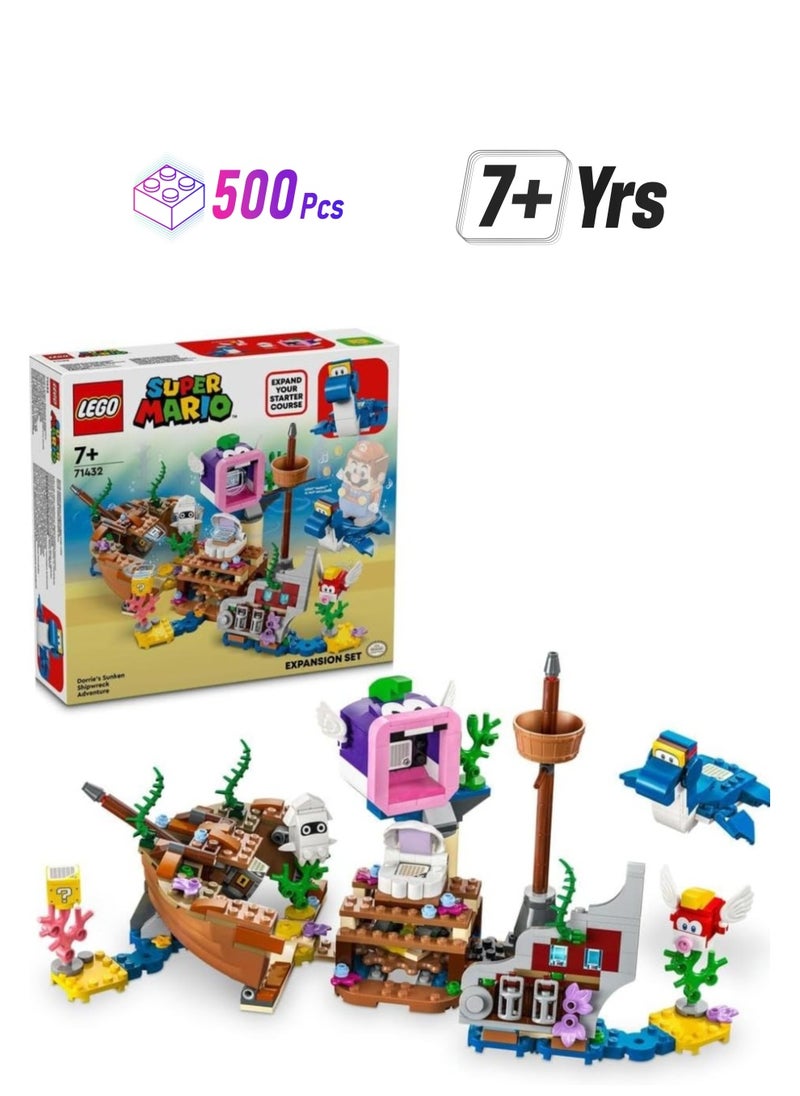 LEGO LEGO Super Mario Dorrie's Sunken Shipwreck Adventure 71432 Building Blocks Toy Set (500 Pieces)  - Image 1