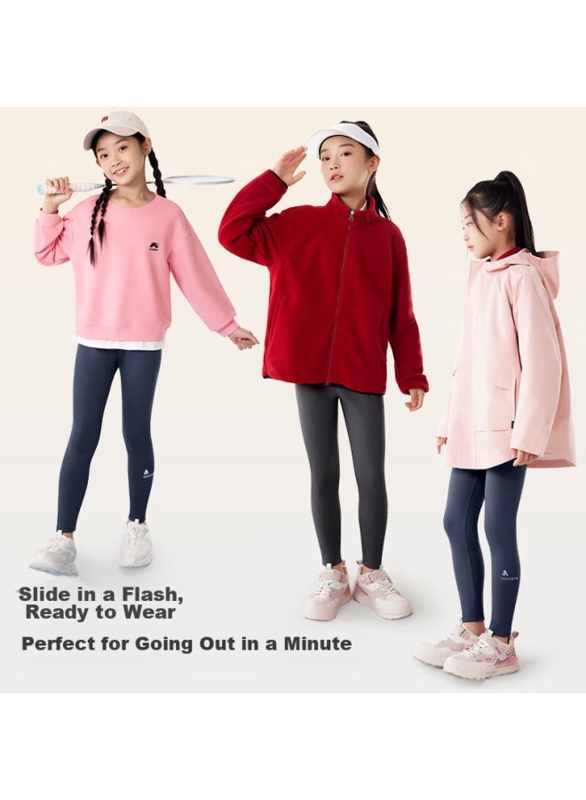 Long time companion Jiushi Ban Children's Autumn Pants, Girls' Autumn And Winter 5a Antibacterial Thin Warm Pants, For Older Children, Tummy Protection, High Elasticity Base Layer Pants, 417024  - Image 2