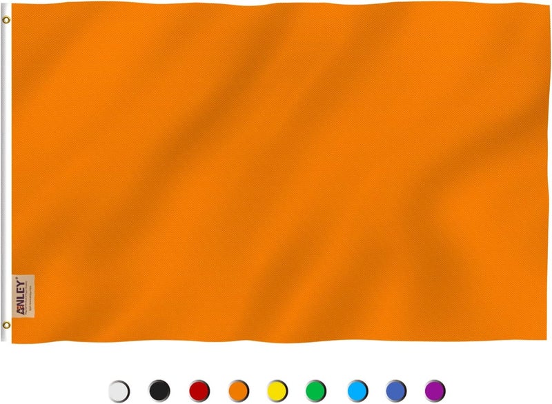 Anley Fly Breeze 3x5 Foot Solid Orange Flag - Vivid Color and Fade proof - Canvas Header and Double Stitched - Plain Orange Flags Polyester with Brass Grommets 3 X 5 Ft - Image 1