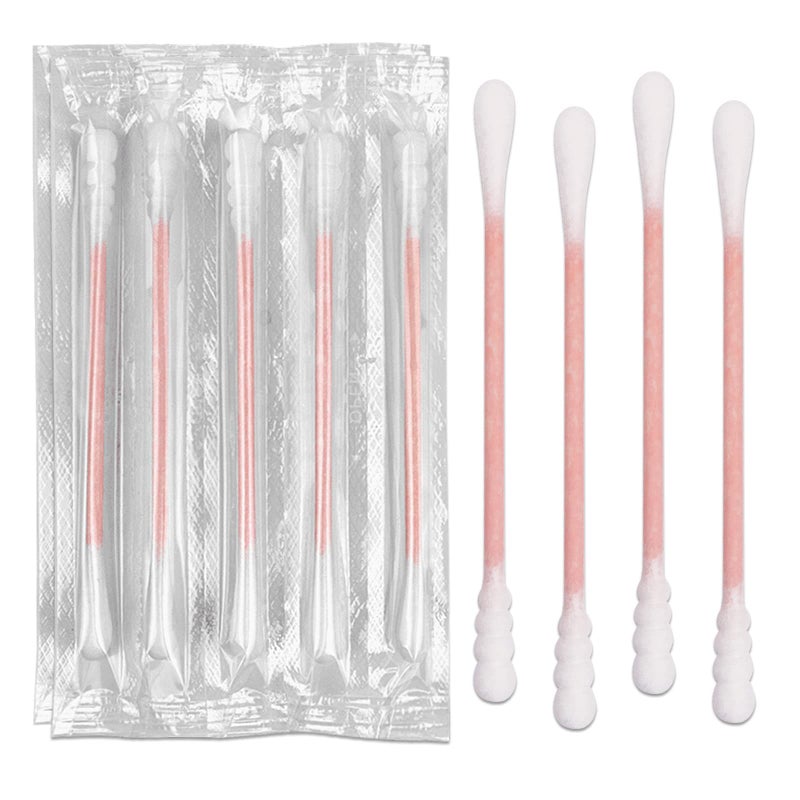 HQSLsund 400 عبوة من أعواد القطن مغلفة بشكل فردي أعواد قطن مغلفة بشكل فردي بأطراف مزدوجة من الورق لتنظيف الأذن وتطبيق المكياج، نهاية دائرية لولبية