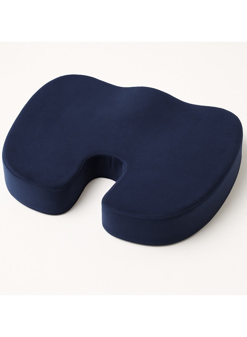 ماكس كمفورت وسادة مقعد جلوس طبي لعلاج آلام الناسور وأسفل الظهر والعمود الفقري و الديسك و الانزلاق الغضروفي , فوم أمريكى عالى الجودة , أزرق - Image 1