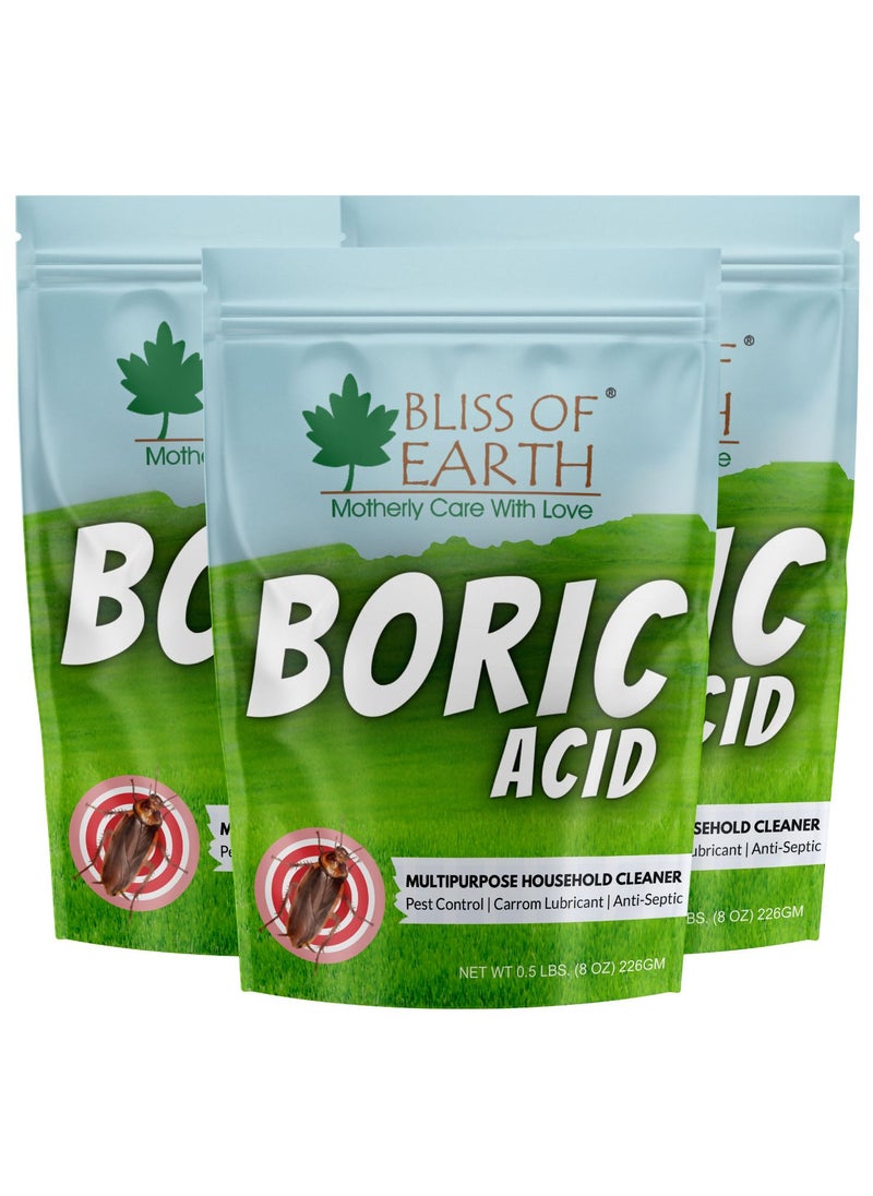 BLISS OF EARTH Bliss of Earth 3x8 OZ Boric Acid Powder Multipurpose kill Cockroach & Ants, Rice Preservative, Carrom Powder 3x226GM  - Image 1