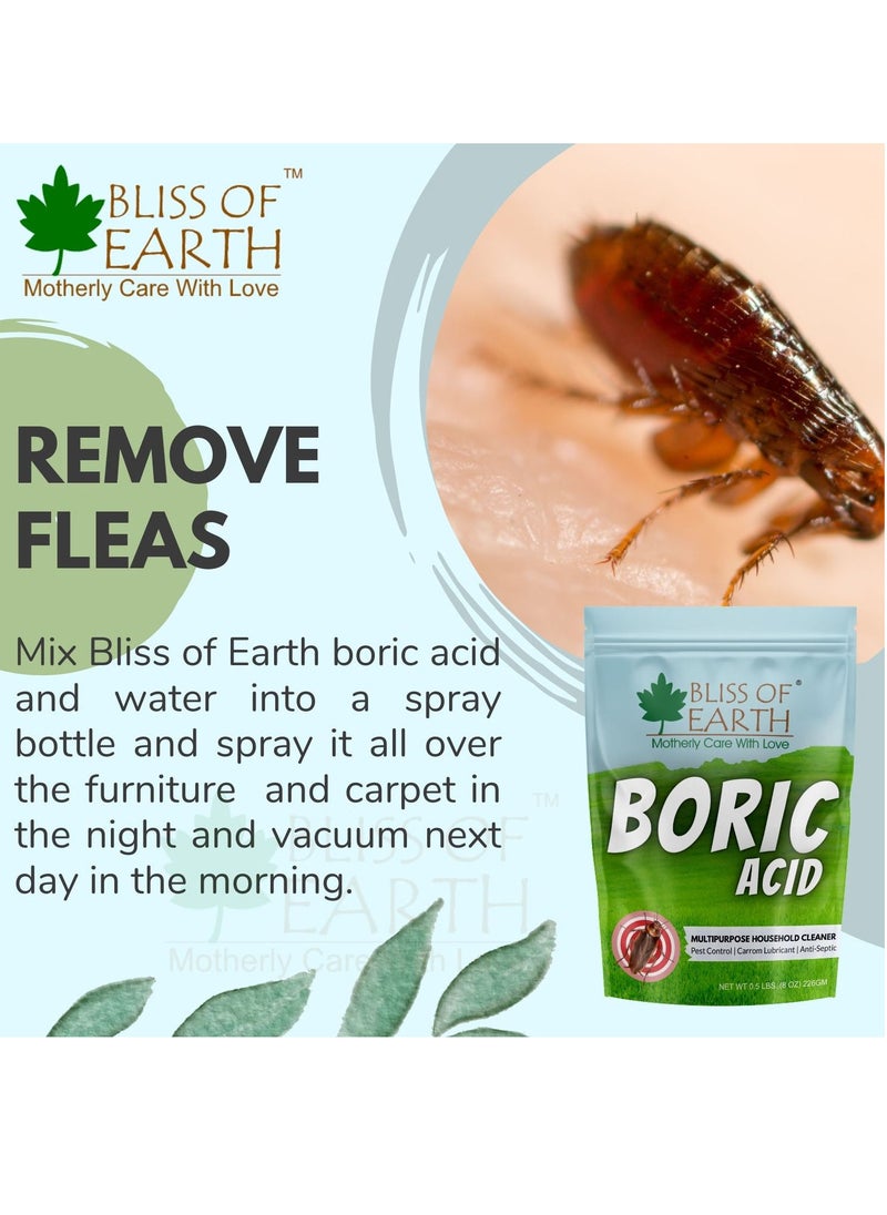 BLISS OF EARTH Bliss of Earth 3x8 OZ Boric Acid Powder Multipurpose kill Cockroach & Ants, Rice Preservative, Carrom Powder 3x226GM  - Image 5