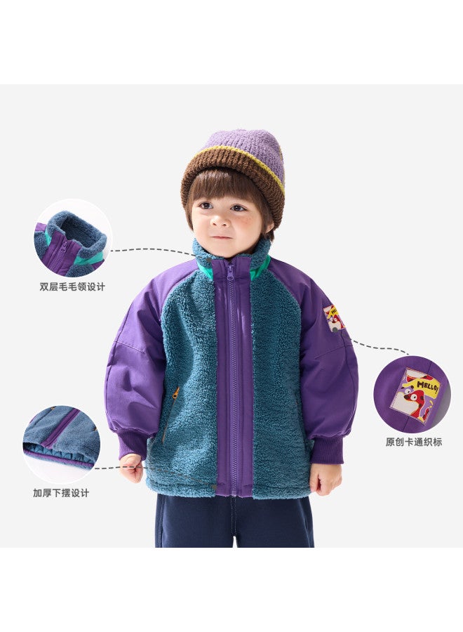Baby Polar Fleece Fleece Jacket Boys' Winter Wear Children's Warm Padded Jacket Girls' Top - Image 3