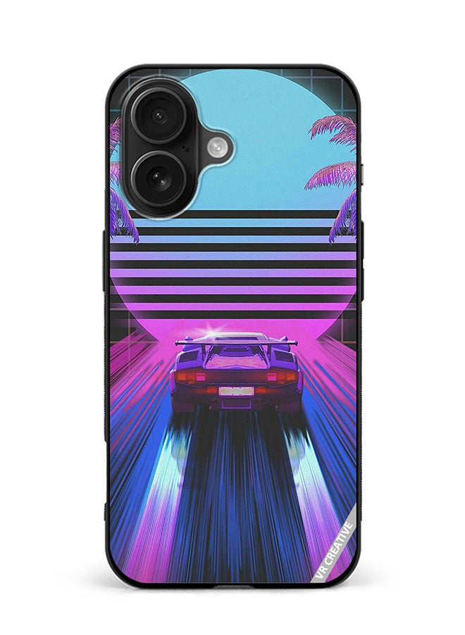 VR CREATIVE Protective Case Cover For Apple iPhone 16 Retro Synthwave Ps4 Design Multicolour