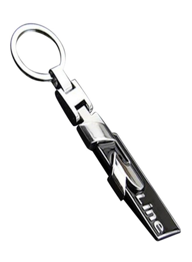 Silver-black stainless steel metal keychain pendant - Image 1
