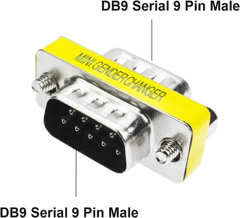 DB9 Serial Port 9 Pin Male to Male Mini Gender Changer Connector RS232 Adapter