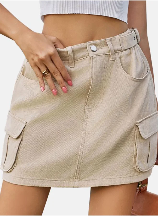 يونيكي Beige Denim Mini Skirts