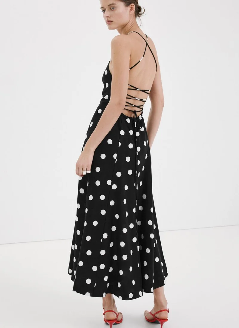مانجو Lyocell polka dot dress