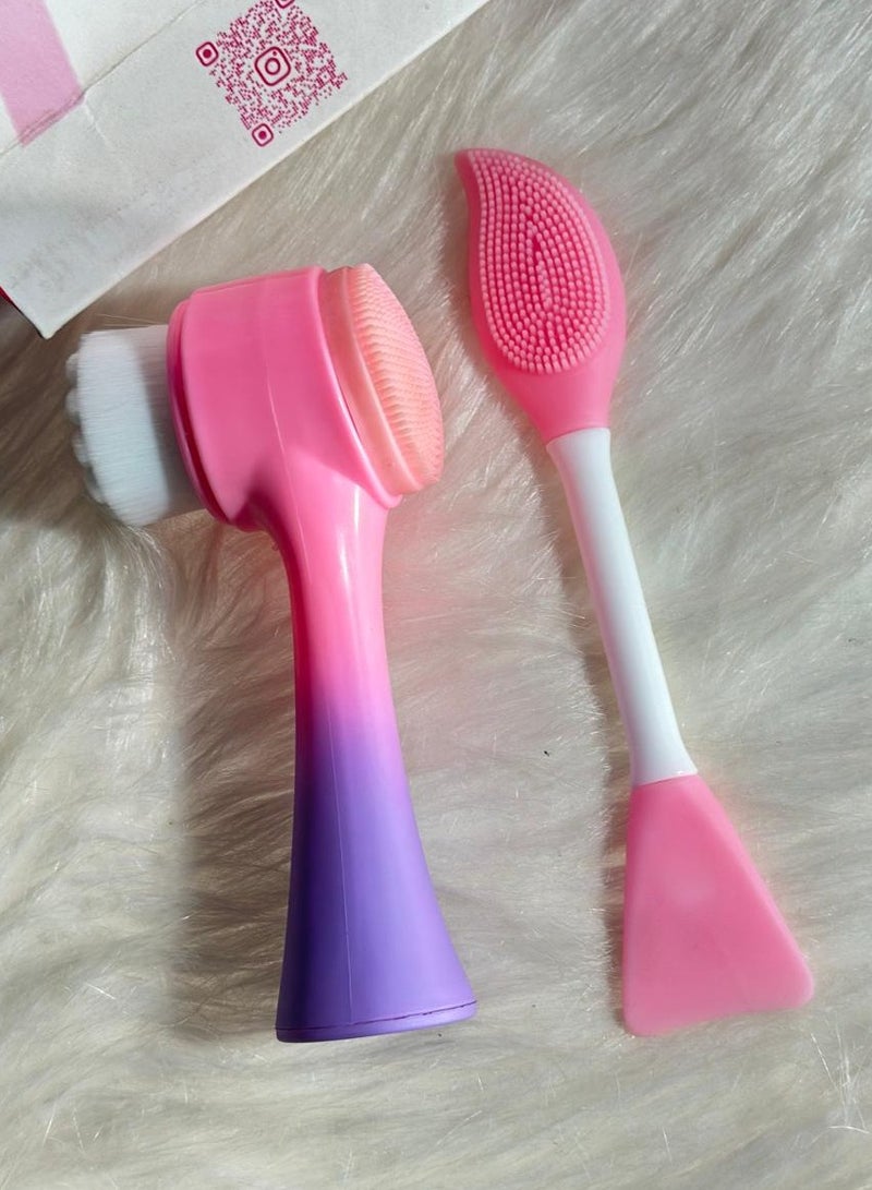 Generic maya accessories face Brush - Manual Facial Cleansing, 1Pcs Double Side Skin Care Facial Cleaning Brush,with Silicone Face Mask Brush And Mud Mask Applicator (2PCS) - Image 1