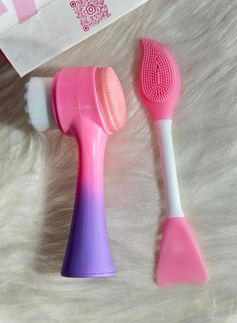 Generic maya accessories face Brush - Manual Facial Cleansing, 1Pcs Double Side Skin Care Facial Cleaning Brush,with Silicone Face Mask Brush And Mud Mask Applicator (2PCS) - Image 2