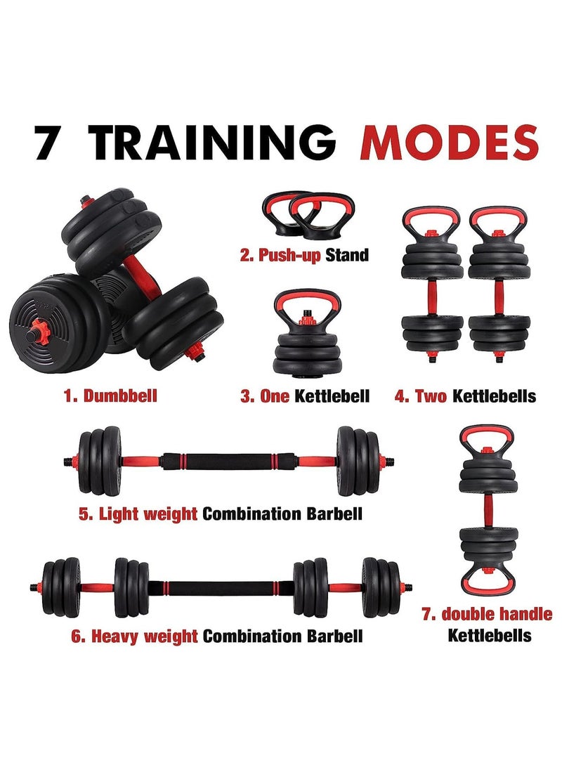 Yalla HomeGym - Homegym 40Kg Adjustable Dumbbells Barbell Set, 7 In 1 Weights Dumbbells With Connecting Rod, Non-Slip Handles, Multifunctional Weight Set - Image 1