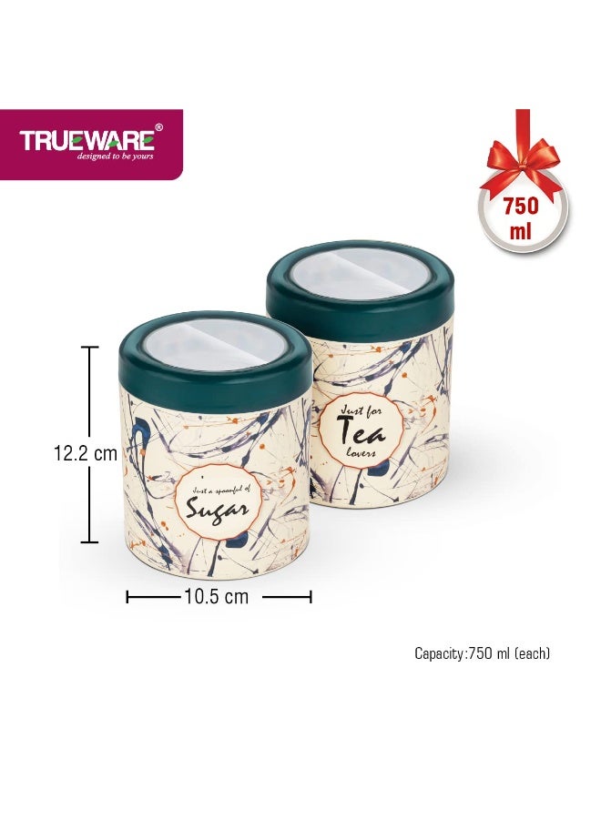 Trueware حاويات ترو وير القابلة للرفع ST | طقم من قطعتين | حاوية للشاي والسكر | 750 مل لكل منها | بلاستيك | محكمة الإغلاق | خالية من مادة BPA | آمنة غذائيًا 100% | مقاومة للروائح | تخزين المطبخ | ملحقات | مرطبان - Image 3