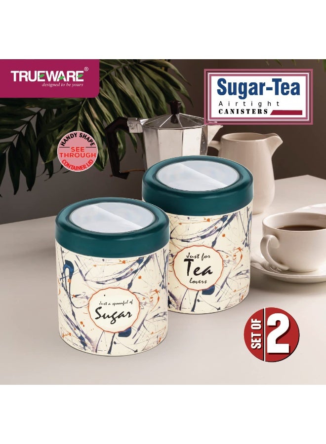 Trueware حاويات ترو وير القابلة للرفع ST | طقم من قطعتين | حاوية للشاي والسكر | 750 مل لكل منها | بلاستيك | محكمة الإغلاق | خالية من مادة BPA | آمنة غذائيًا 100% | مقاومة للروائح | تخزين المطبخ | ملحقات | مرطبان - Image 2