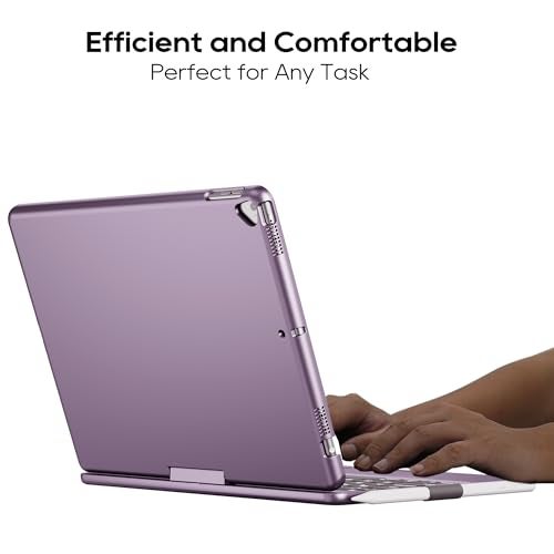 edaiser Swivel Keyboard Case for iPad 10.2 inch 9th 8th 7th, iPad Air 3rd and iPad Pro 10.5 2nd Generation; Rotatable Cover with Pencil Holder, Multi-TouchTrackpad, RGB Backlit, Metallic Purple - Image 3