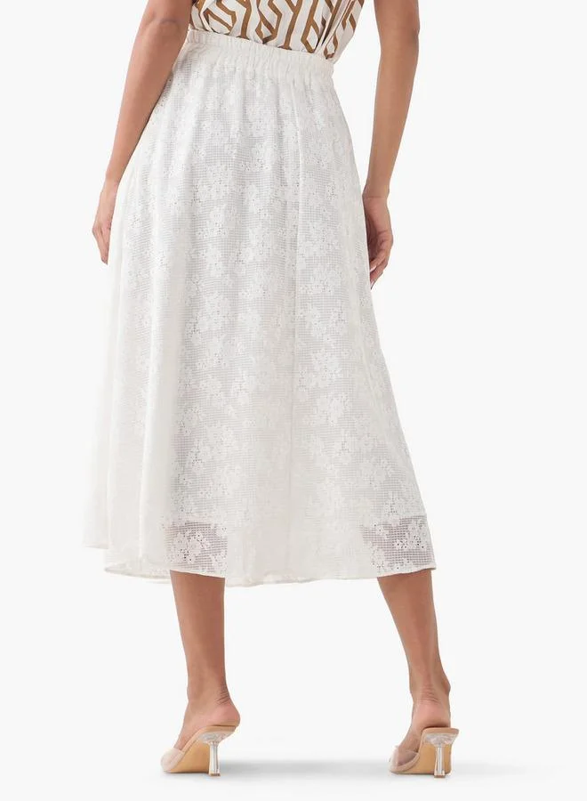 2Xtremz 2Xtremz Lace A-Line Midi Skirt with Zip Closure