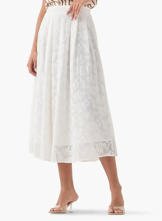 2Xtremz 2Xtremz Lace A-Line Midi Skirt with Zip Closure
