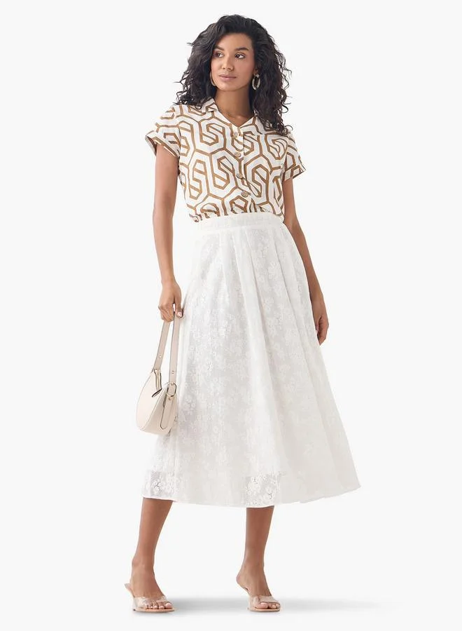 2Xtremz 2Xtremz Lace A-Line Midi Skirt with Zip Closure