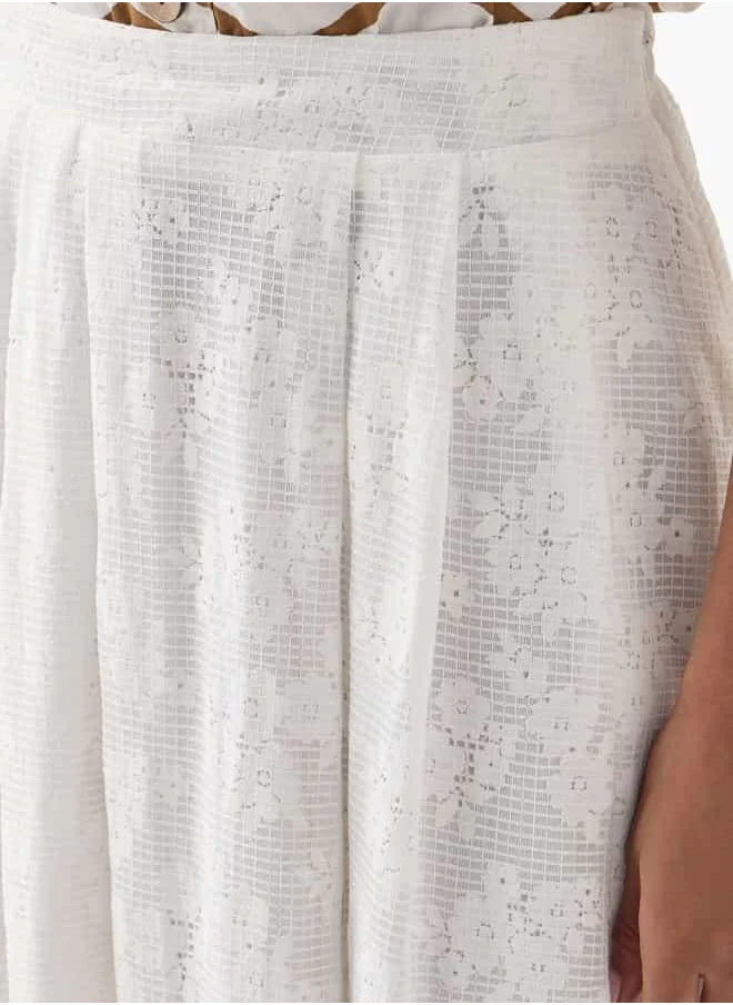 2Xtremz 2Xtremz Lace A-Line Midi Skirt with Zip Closure