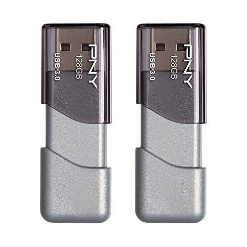 PNY 128GB Turbo Attaché 3 USB 3.0 Flash Drive, Silver (Pack of 2) - Image 1