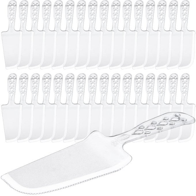 50 PCS DISPOSABLE CAKE CUTTER AND SERVER CLEAR PLASTIC 8X23 IN FOR PIE TART PIZZA PASTRY BAKING