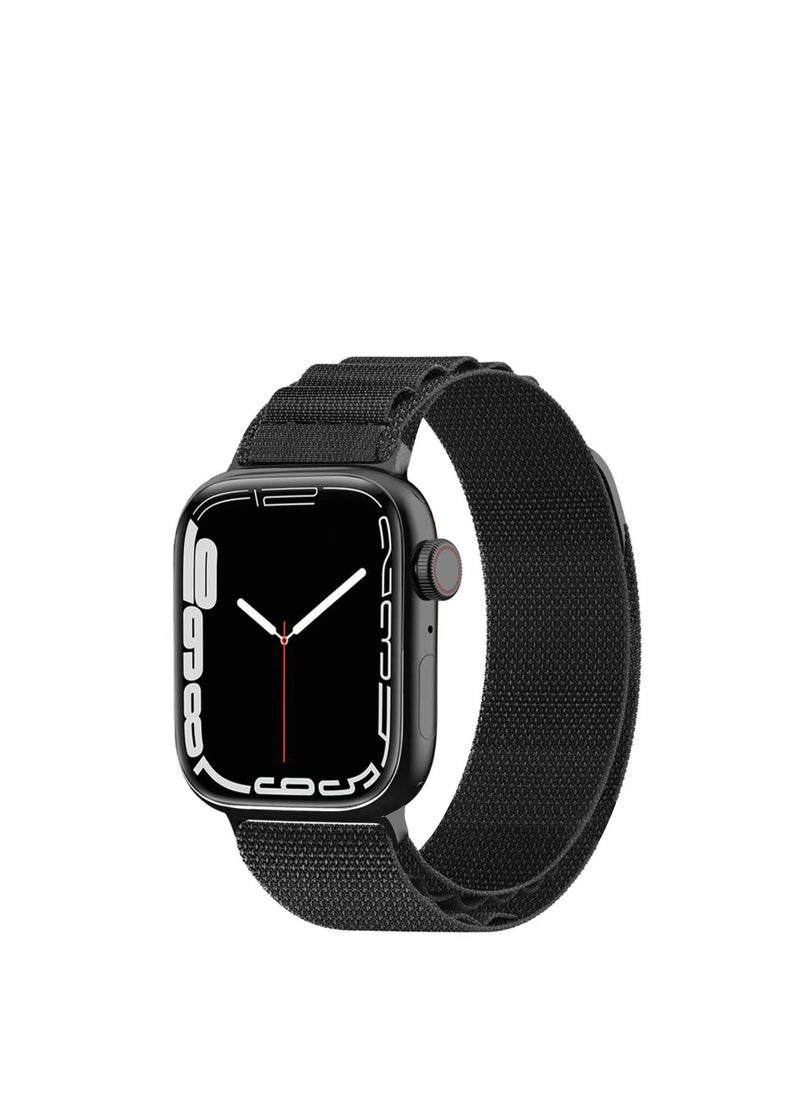 GULFLINK Sport Braided Woven Polyester G-hook slides Strap Watch Band for Apple iWatch Ultra 8 49mm Black  - Image 1