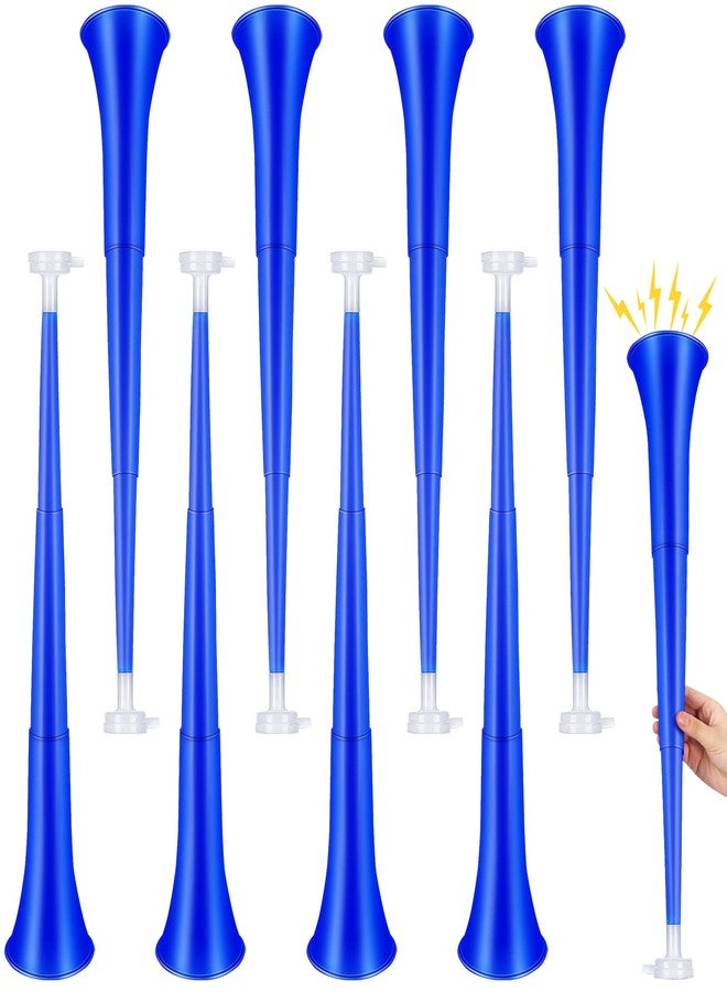 Honoson 8 Pieces Blue Vuvuzela Stadium Horn 24 Inch Collapsible Plastic Trumpet Noisemakers Blow Horns for Sporting Events Football Games School Party Supplies Favors Accessories - Image 1
