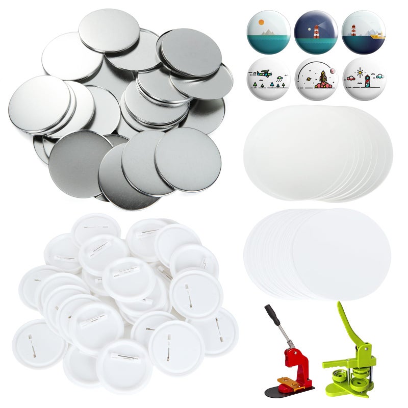 LISHINE 400 Pcs 58mm225in Button Maker Supplies Round Badge Button Parts Includes Plastic Metal Covers Clear Film Blank Paper - Image 2