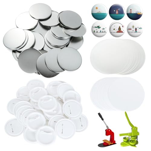 LISHINE 400 Pcs 58mm225in Button Maker Supplies Round Badge Button Parts Includes Plastic Metal Covers Clear Film Blank Paper - Image 1