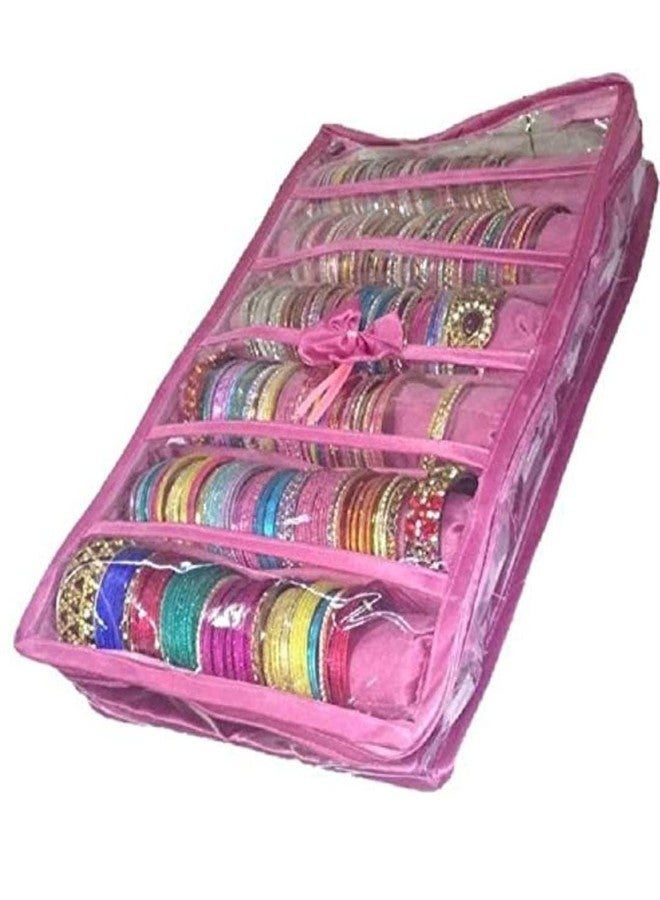 SNA Organize Your Jewelry in Style Six Roll Bangle Case Bangle Box Vanity Box (Pink) - Image 2