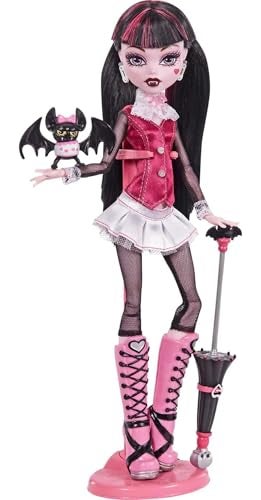 Monster High Draculaura Reproduction Doll Wearing Original Fashion & Shoes with Pet, Display Stand & Accessories, 10-5-inch Collectible Toy - Image 1
