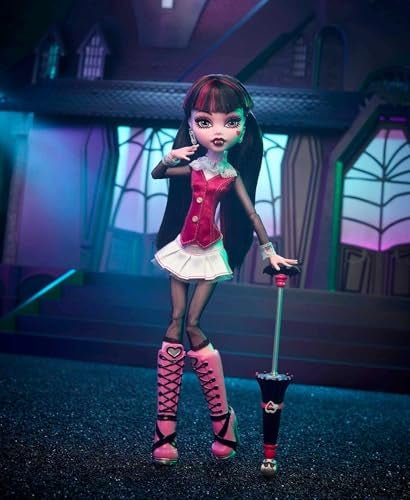 Monster High Draculaura Reproduction Doll Wearing Original Fashion & Shoes with Pet, Display Stand & Accessories, 10-5-inch Collectible Toy - Image 2