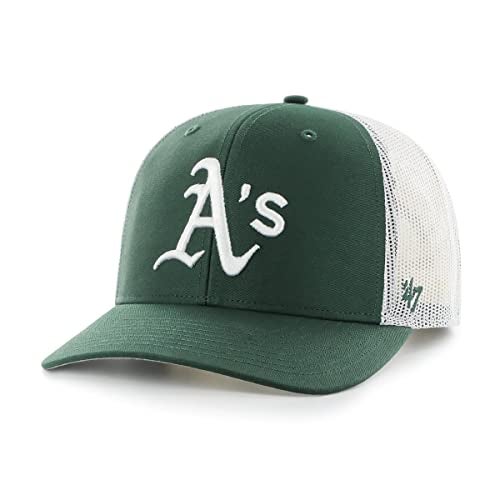 47 MLB Team Color Primary Logo Mesh Trucker Snapback Adjustable Hat Cap, Adult One Size Fits All - Oakland Athletics Green - Image 5