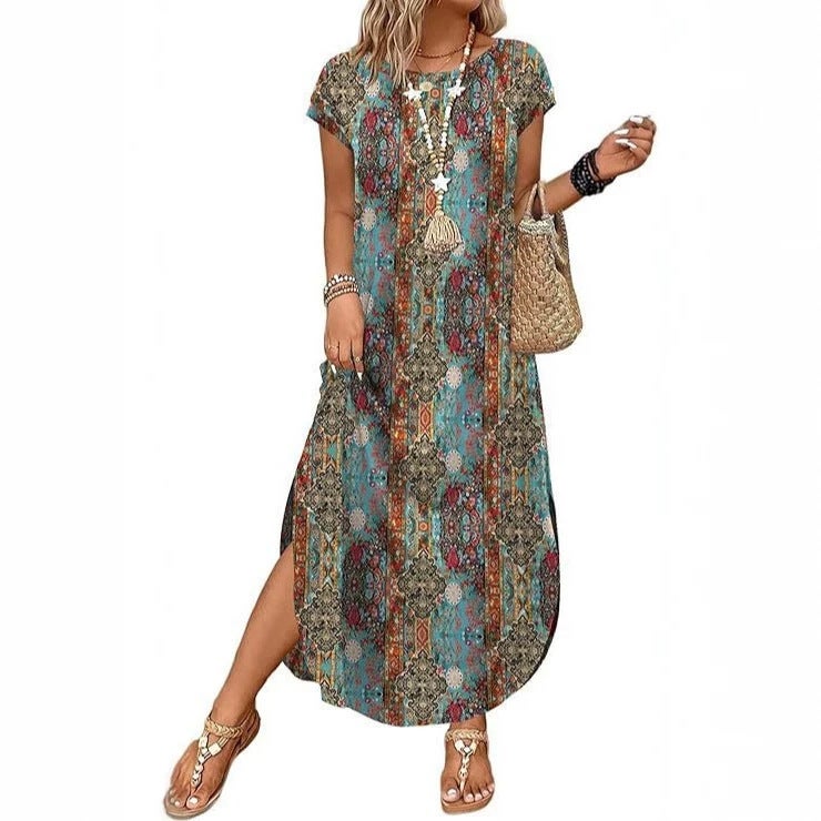2026 Summer Dress, Cap Sleeve Round Neck Long Dress with Pockets for Women - Image 2
