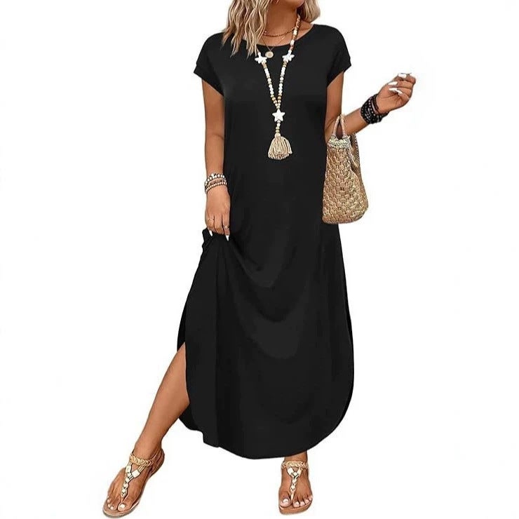 2026 Summer Dress, Cap Sleeve Round Neck Long Dress with Pockets for Women - Image 5