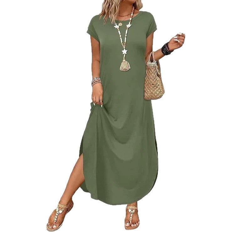 2026 Summer Dress, Cap Sleeve Round Neck Long Dress with Pockets for Women - Image 4