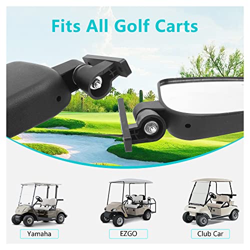 10L0L Golf Cart Side Mirrors with LED Turn Signal Blinker Light Connected to Headlight Kit, Rear View Mirror Universal for Yamaha EZGO Club Car Models - Image 3