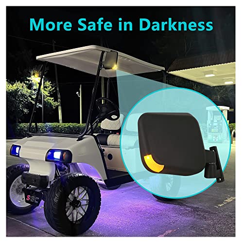 10L0L Golf Cart Side Mirrors with LED Turn Signal Blinker Light Connected to Headlight Kit, Rear View Mirror Universal for Yamaha EZGO Club Car Models - Image 4