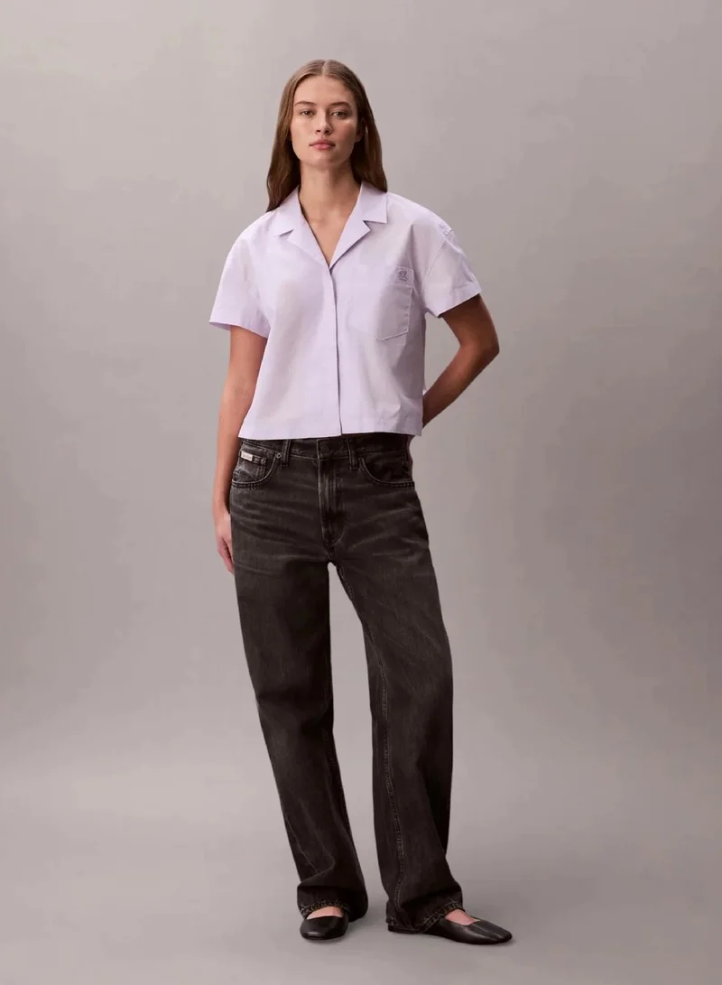 Calvin Klein Island Lilac Boxy Fit Poplin Short Sleeve Shirt for Women | Best Price UAE