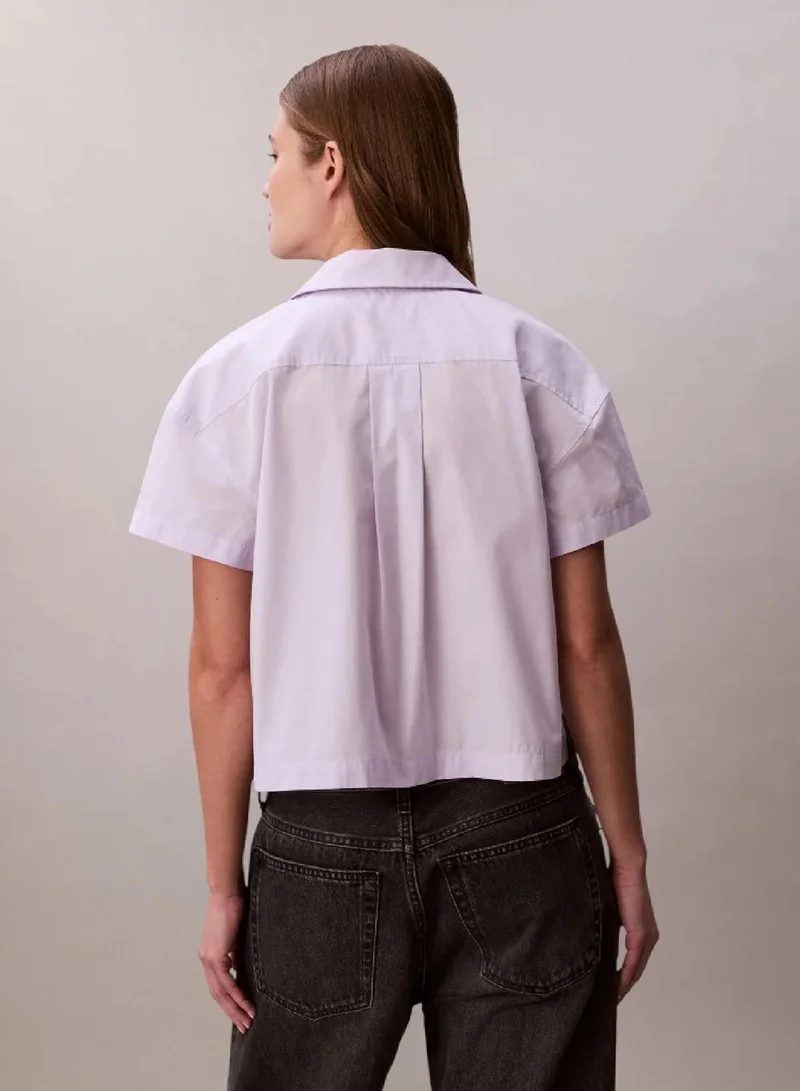 Calvin Klein Island Lilac Boxy Fit Poplin Short Sleeve Shirt for Women | Best Price UAE