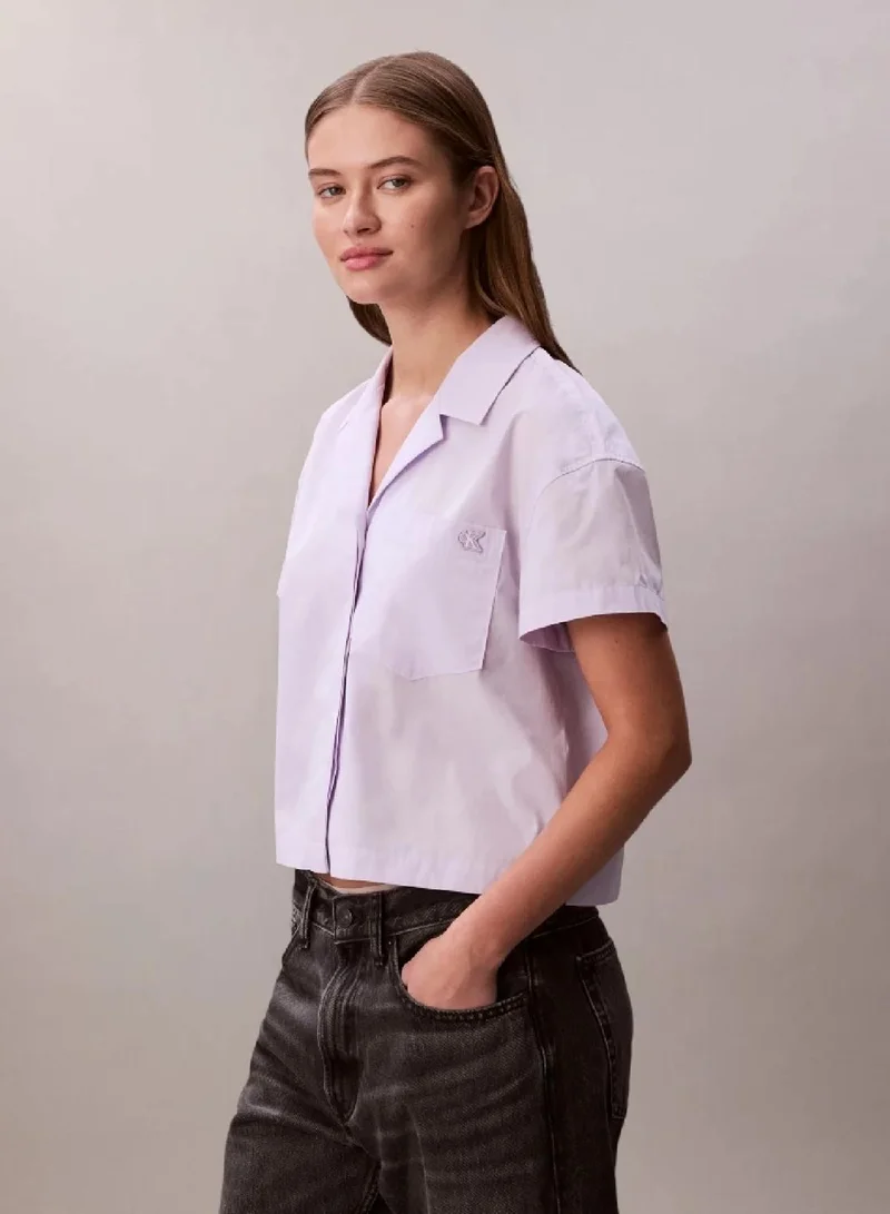 Calvin Klein Island Lilac Boxy Fit Poplin Short Sleeve Shirt for Women | Best Price UAE