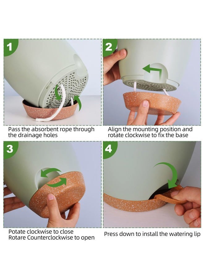 Vanslogreen Plant Pots Indoor 7/6.5/6/5.5/5 Inch Self Watering Planters for Indoor Plants with Drainage Hole, Plastic Flower Pots for Succulents, African Violet (Green) - Image 5